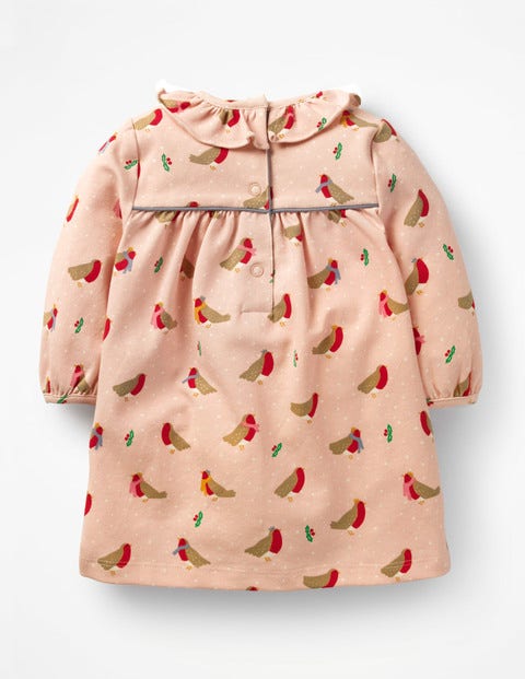Christmas Jersey Dress - Provence Dusty Pink Robins Christmas Jersey Dress - Provence Dusty Pink Robins