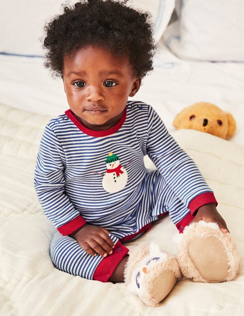 Snowman Jersey Romper - Beacon Blue/Ecru Snowman Snowman Jersey Romper - Beacon Blue/Ecru Snowman