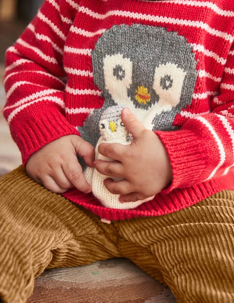 Novelty Pet Sweater - Engine Red/Ecru Penguin Novelty Pet Sweater - Engine Red/Ecru Penguin