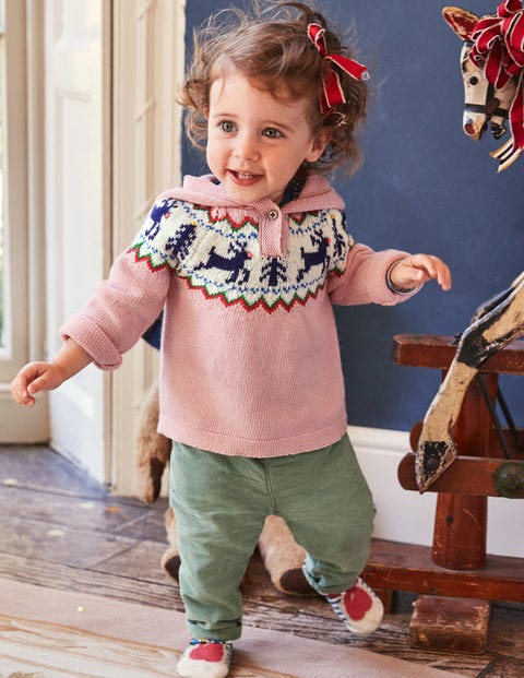 Reindeer Fair Isle Jumper - Vintage Pink Reindeer Reindeer Fair Isle Jumper - Vintage Pink Reindeer