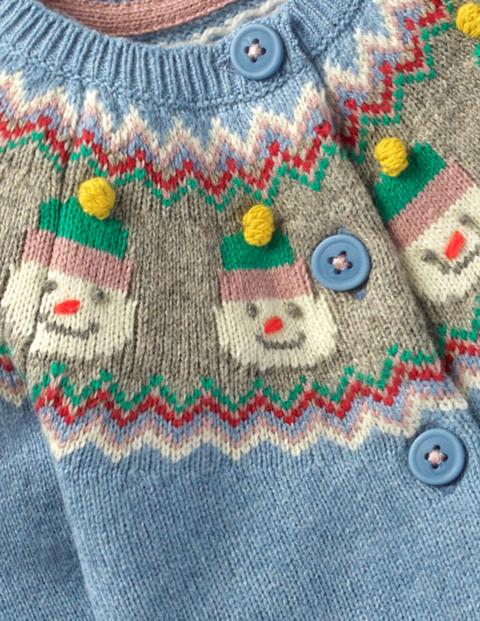 Festive Cardigan - Boathouse Blue Snowmen Festive Cardigan - Boathouse Blue Snowmen