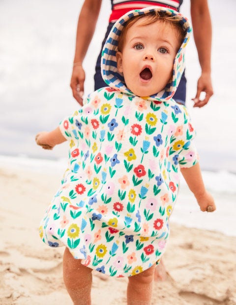 Towelling Throw-On - Multi Baby Flower Patch Towelling Throw-On - Multi Baby Flower Patch
