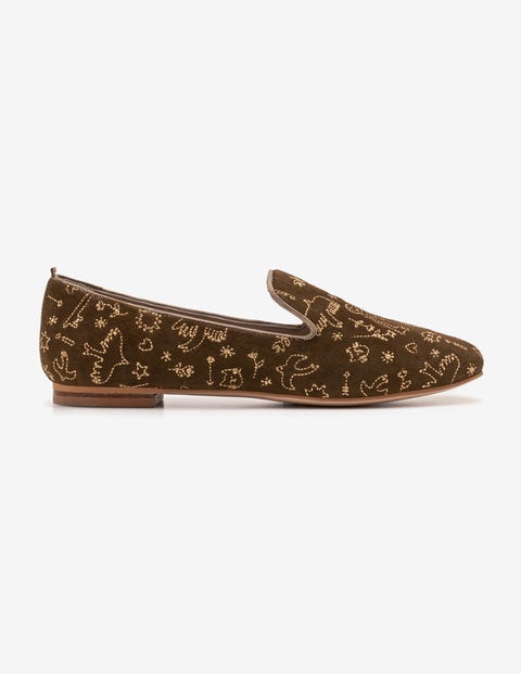 Elsie Embroidered Slippers - Military Green Elsie Embroidered Slippers - Military Green