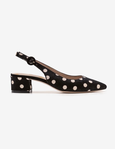 Annie Pointed Slingbacks - Black and White Spot Annie Pointed Slingbacks - Black and White Spot