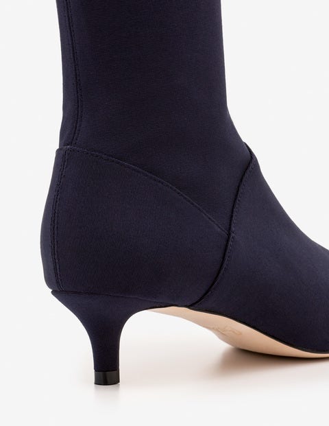 Kitten Heel Stretch Boots - Navy Kitten Heel Stretch Boots - Navy