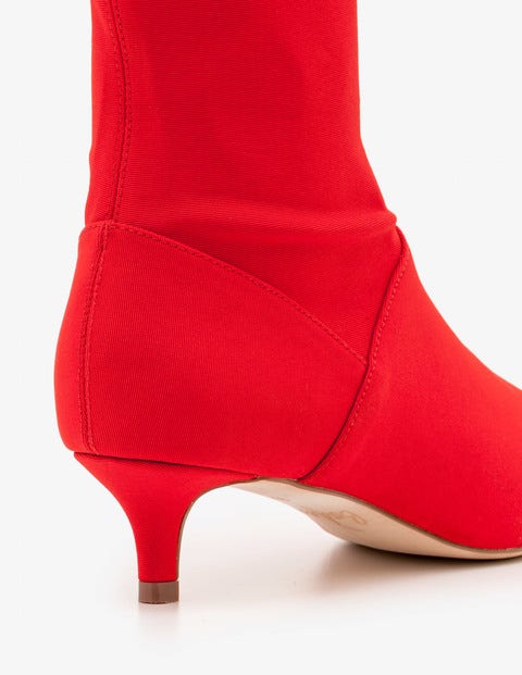 Kitten Heel Stretch Boots - Post Box Red Kitten Heel Stretch Boots - Post Box Red