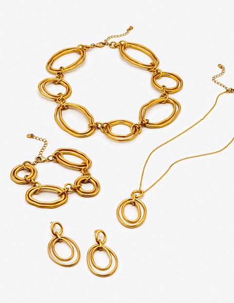 Geometric Necklace - Antique Gold Metallic Geometric Necklace - Antique Gold Metallic