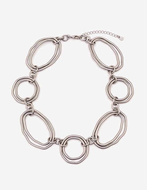 Geometric Necklace - Antique Silver Metallic Geometric Necklace - Antique Silver Metallic