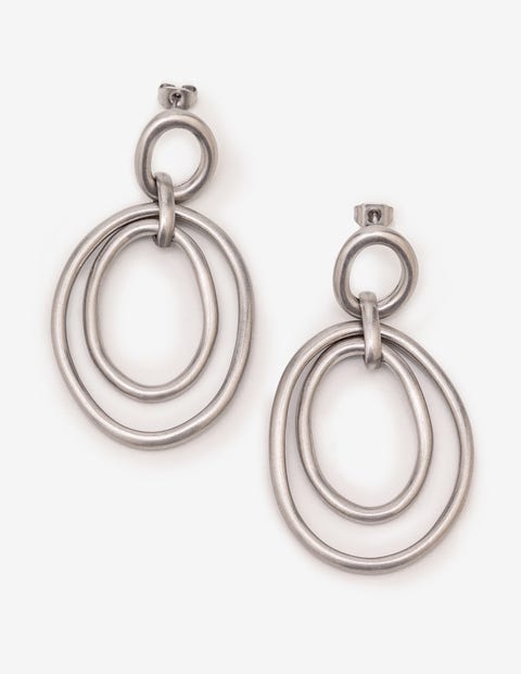 Geometric Earrings - Antique Silver Metallic Geometric Earrings - Antique Silver Metallic
