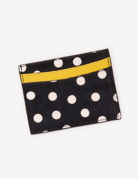 Leather Card Holder - Black and White Spot Leather Card Holder - Black and White Spot