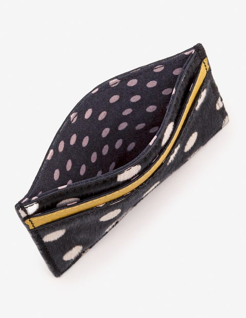 Leather Card Holder - Black and White Spot Leather Card Holder - Black and White Spot