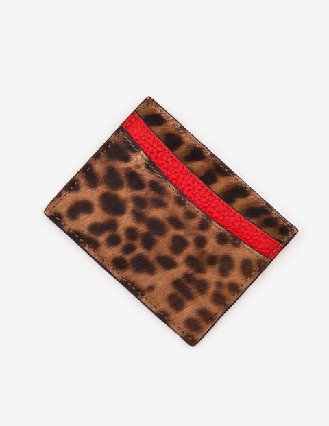 Leather Card Holder - Tan Leopard Leather Card Holder - Tan Leopard