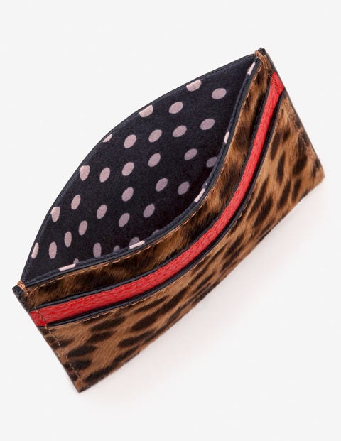 Leather Card Holder - Tan Leopard Leather Card Holder - Tan Leopard
