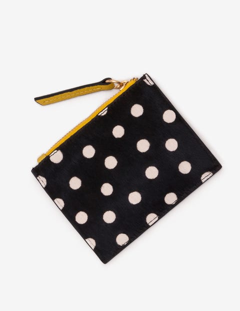 Leather Coin Purse - Black and White Spot Leather Coin Purse - Black and White Spot