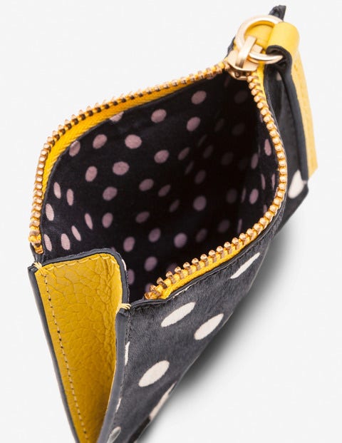 Leather Coin Purse - Black and White Spot Leather Coin Purse - Black and White Spot