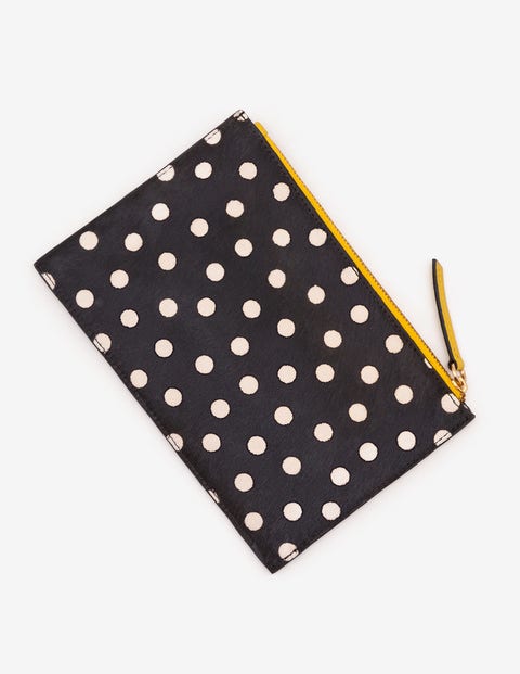 Leather Keepsake Pouch - Black & White Spot Leather Keepsake Pouch - Black & White Spot