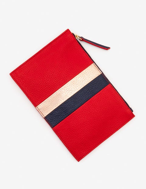 Leather Keepsake Pouch - Post Box Red Stripe Leather Keepsake Pouch - Post Box Red Stripe