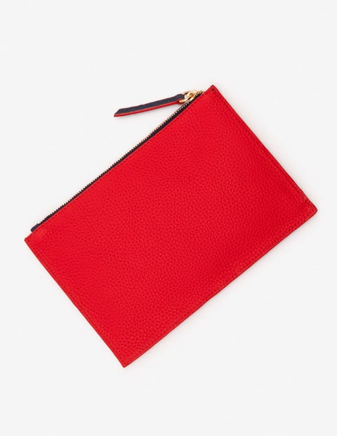 Leather Keepsake Pouch - Post Box Red Stripe Leather Keepsake Pouch - Post Box Red Stripe
