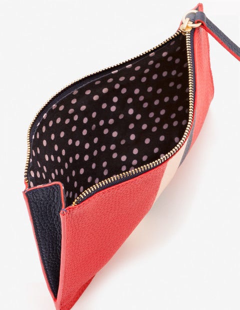 Leather Keepsake Pouch - Post Box Red Stripe Leather Keepsake Pouch - Post Box Red Stripe