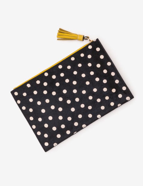Large Leather Keepsake Pouch - Black and White Spot Large Leather Keepsake Pouch - Black and White Spot