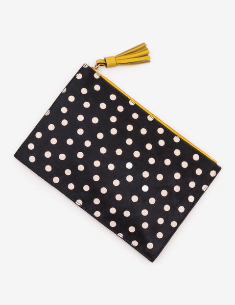 Large Leather Keepsake Pouch - Black and White Spot Large Leather Keepsake Pouch - Black and White Spot
