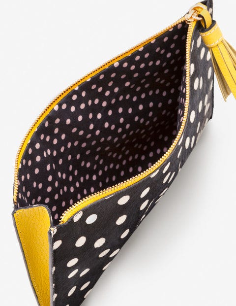 Large Leather Keepsake Pouch - Black and White Spot Large Leather Keepsake Pouch - Black and White Spot