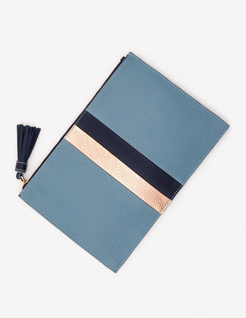Large Leather Keepsake Pouch - Heritage Blue Stripe Large Leather Keepsake Pouch - Heritage Blue Stripe