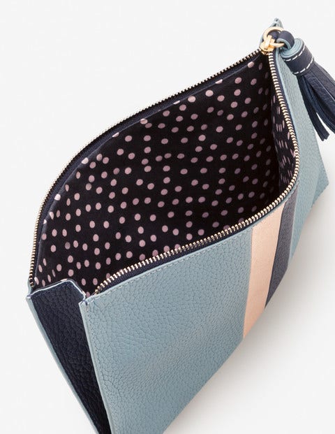 Large Leather Keepsake Pouch - Heritage Blue Stripe Large Leather Keepsake Pouch - Heritage Blue Stripe