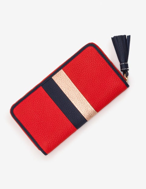 Leather Purse - Post Box Red Stripe Leather Purse - Post Box Red Stripe