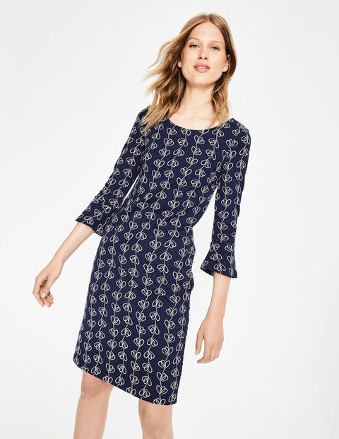 Robe Newlyn En Jacquard - Motif plante grimpante bleu marine Robe Newlyn En Jacquard - Motif plante grimpante bleu marine