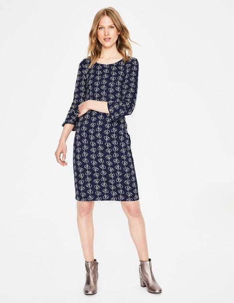 Robe Newlyn En Jacquard - Motif plante grimpante bleu marine Robe Newlyn En Jacquard - Motif plante grimpante bleu marine