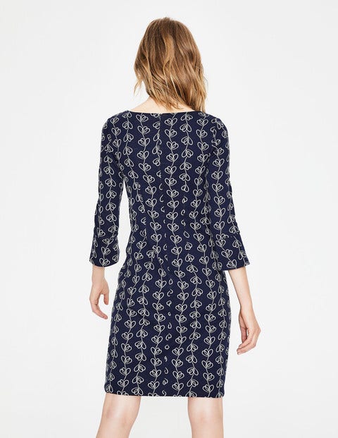 Robe Newlyn En Jacquard - Motif plante grimpante bleu marine Robe Newlyn En Jacquard - Motif plante grimpante bleu marine