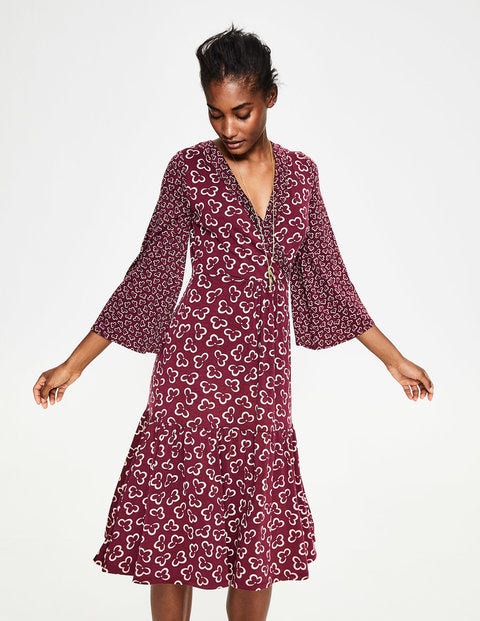 Hettie Jersey Dress - Mulled Wine Floral Cloud Hettie Jersey Dress - Mulled Wine Floral Cloud