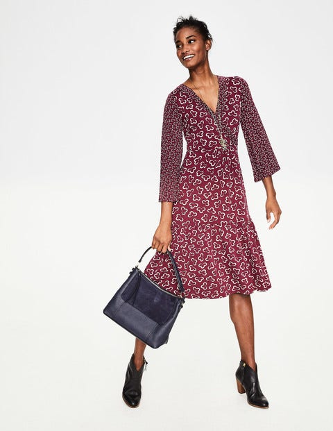 Hettie Jersey Dress - Mulled Wine Floral Cloud Hettie Jersey Dress - Mulled Wine Floral Cloud