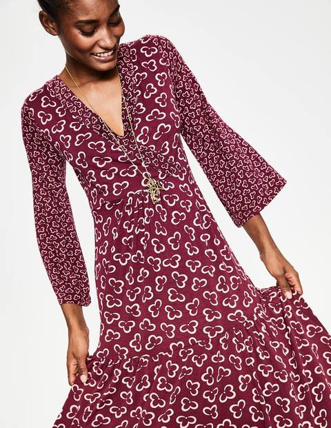 Hettie Jersey Dress - Mulled Wine Floral Cloud Hettie Jersey Dress - Mulled Wine Floral Cloud