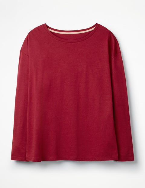 Supersoft Dropped Shoulder Tee - Wine Supersoft Dropped Shoulder Tee - Wine