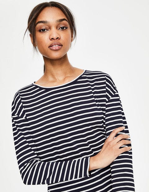Supersoft Dropped Shoulder Tee - Navy/Ivory Supersoft Dropped Shoulder Tee - Navy/Ivory
