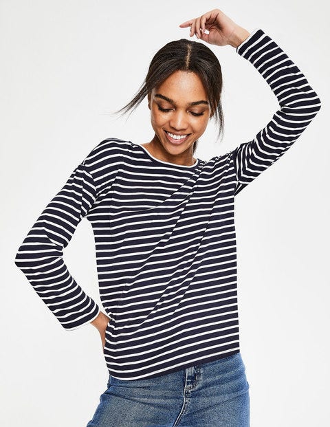 Supersoft Dropped Shoulder Tee - Navy/Ivory Supersoft Dropped Shoulder Tee - Navy/Ivory