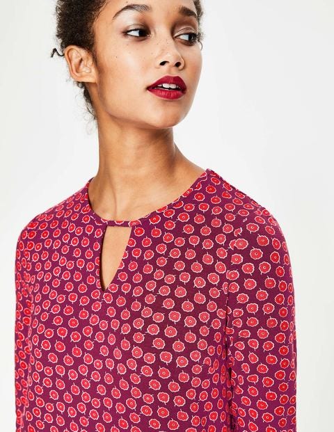 Selena Jerseykleid - Glühweinrot, Zweifarbige Gänseblümchen Selena Jerseykleid - Glühweinrot, Zweifarbige Gänseblümchen