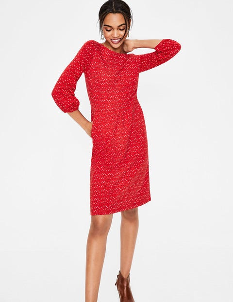 Odelia Jersey Dress - Post Box Red Scattered Stars Odelia Jersey Dress - Post Box Red Scattered Stars