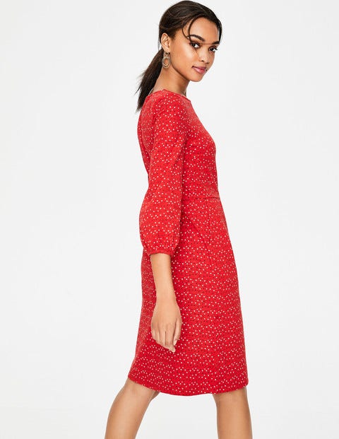 Odelia Jersey Dress - Post Box Red Scattered Stars Odelia Jersey Dress - Post Box Red Scattered Stars