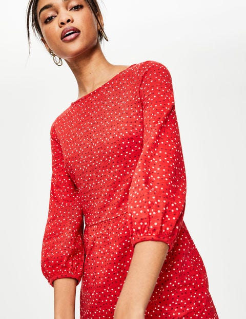 Odelia Jersey Dress - Post Box Red Scattered Stars Odelia Jersey Dress - Post Box Red Scattered Stars