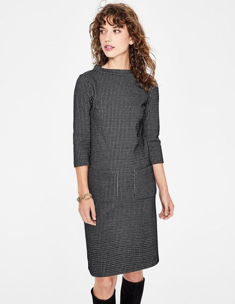 Opal Jersey Jacquard Dress - Black/Grey Marl Opal Jersey Jacquard Dress - Black/Grey Marl