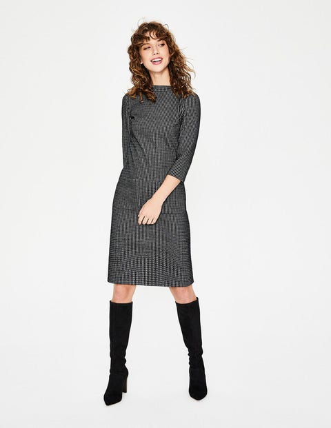 Opal Jersey Jacquard Dress - Black/Grey Marl Opal Jersey Jacquard Dress - Black/Grey Marl