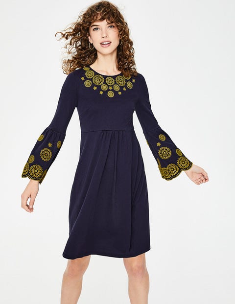 Emilia Embroidered Dress - Navy Emilia Embroidered Dress - Navy