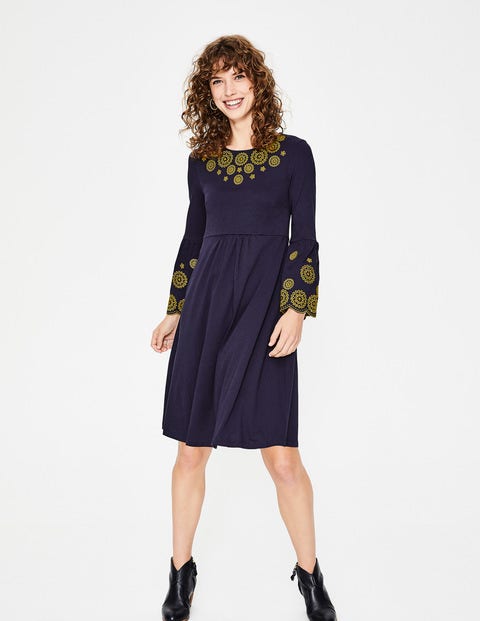 Emilia Embroidered Dress - Navy Emilia Embroidered Dress - Navy