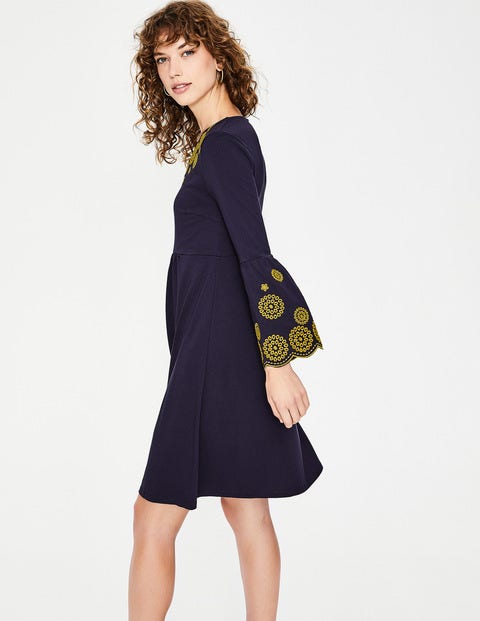 Emilia Embroidered Dress - Navy Emilia Embroidered Dress - Navy