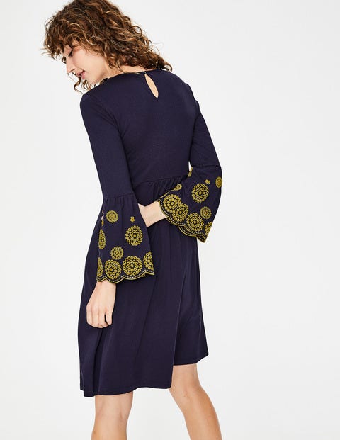Emilia Embroidered Dress - Navy Emilia Embroidered Dress - Navy