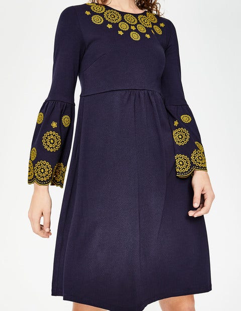 Emilia Embroidered Dress - Navy Emilia Embroidered Dress - Navy