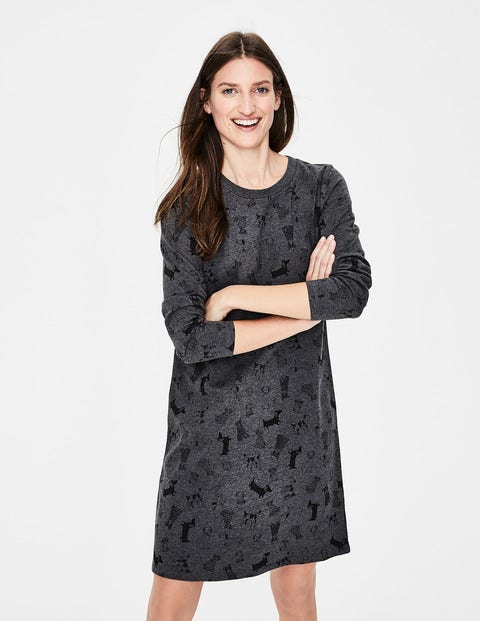 Sweatshirt Dress - Charcoal Doodle Dog Sweatshirt Dress - Charcoal Doodle Dog